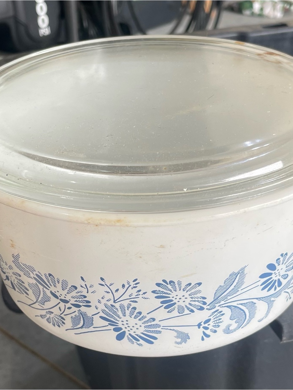 Corelle White and Blue Floral Covered Casserole